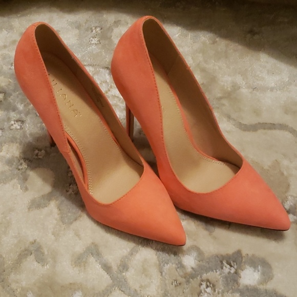 peach suede heels